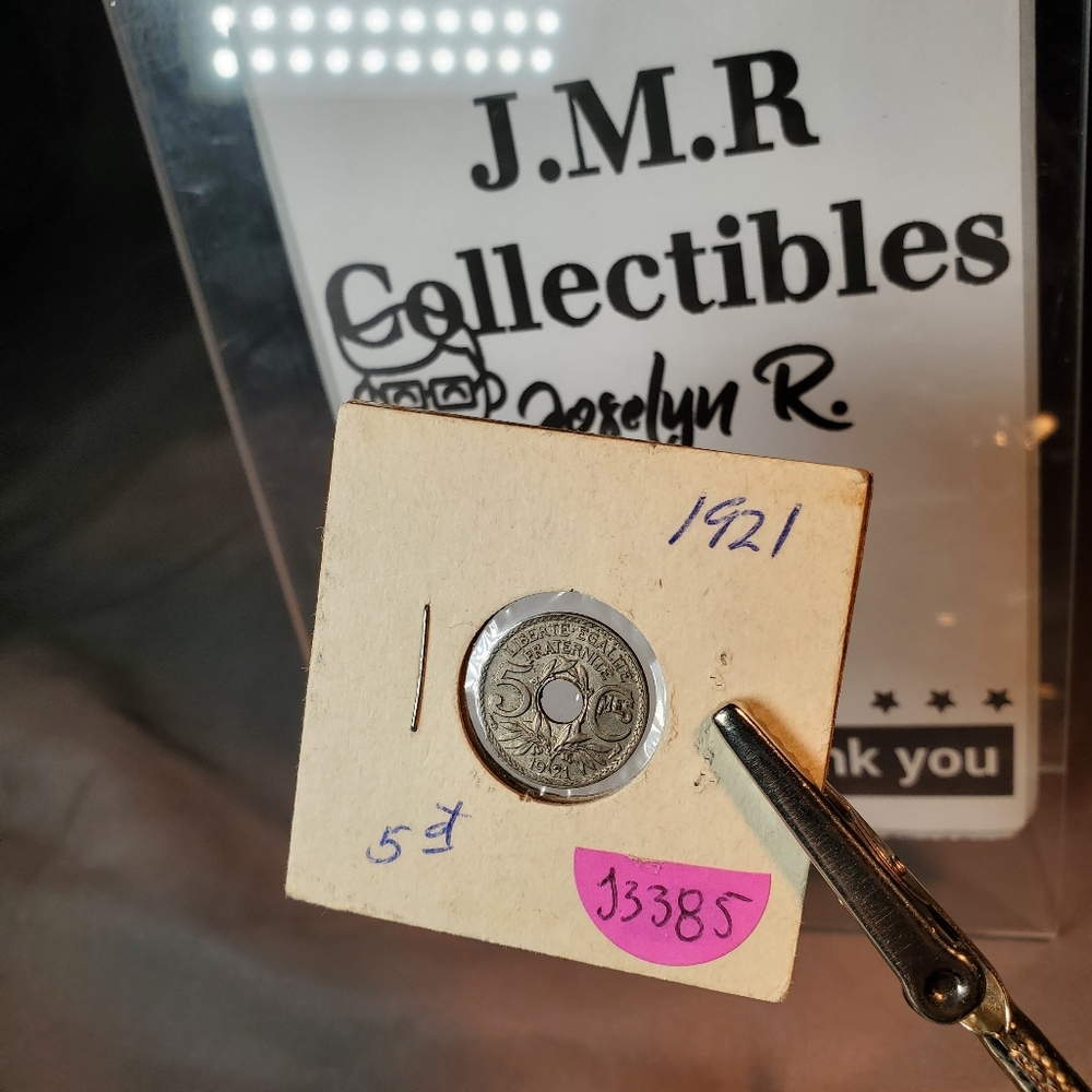 1921 small France 5 Centimes KM# 875